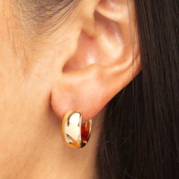 Hinged Halftime Gold Earrings - Picture 2 of 2